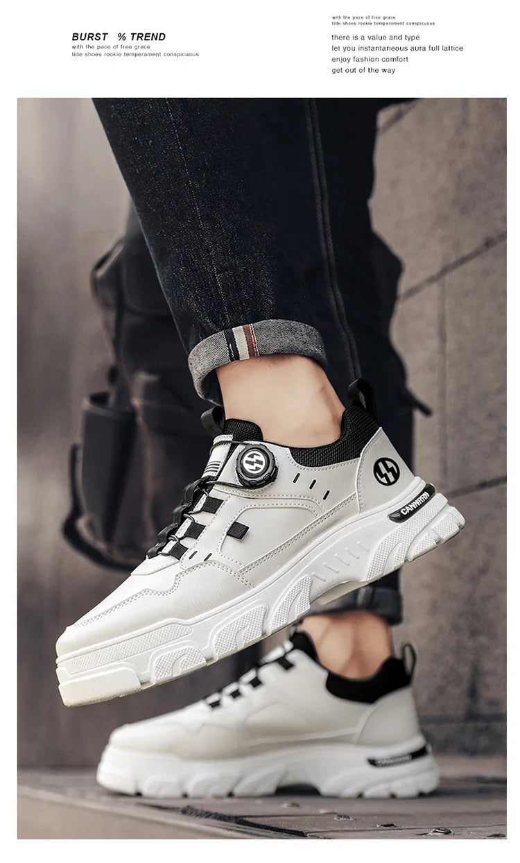 Autumn Men's Sneakers 2026 New Breathable Casual Shoes for Men Buttons Platform Vulcanzed Sneakers Shoes Non-slip Safety Shoes