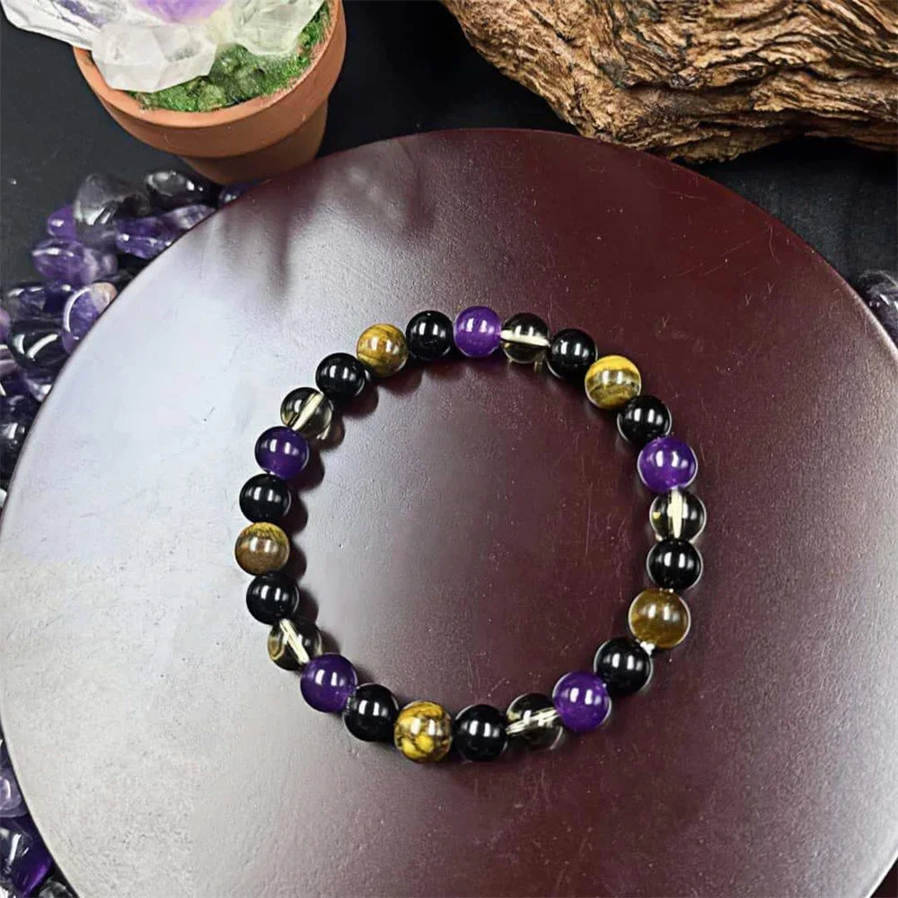 women Protection bracelet men empath black onyx green tigers eye good luck healing energy bracelt string beads bangles