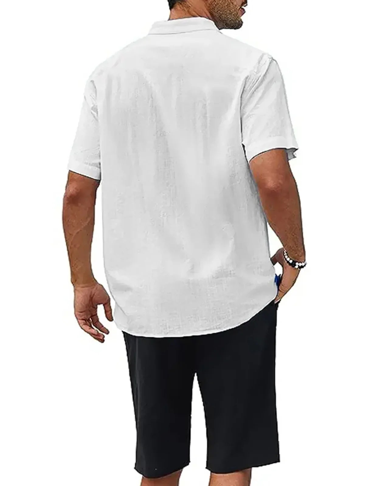 Men's Plus Size Short Sleeve Shirts Cotton Linen Henley Shirts Lightweight Vacation Collar Beach Shirts  Hawaiian T Shirt