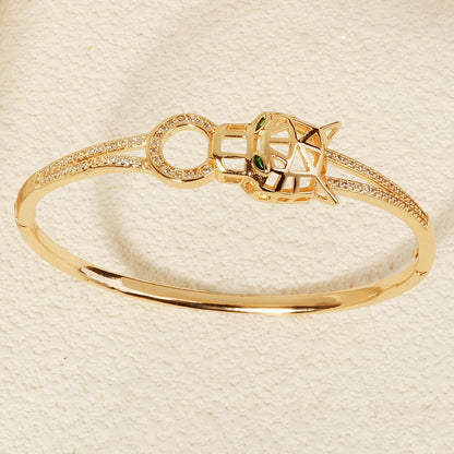 Trendy Stainless Steel Golden Snake Owl Zirconia Bracelet For Women Classic Animals Bangles Jewelry Accessories Summer As Gifts