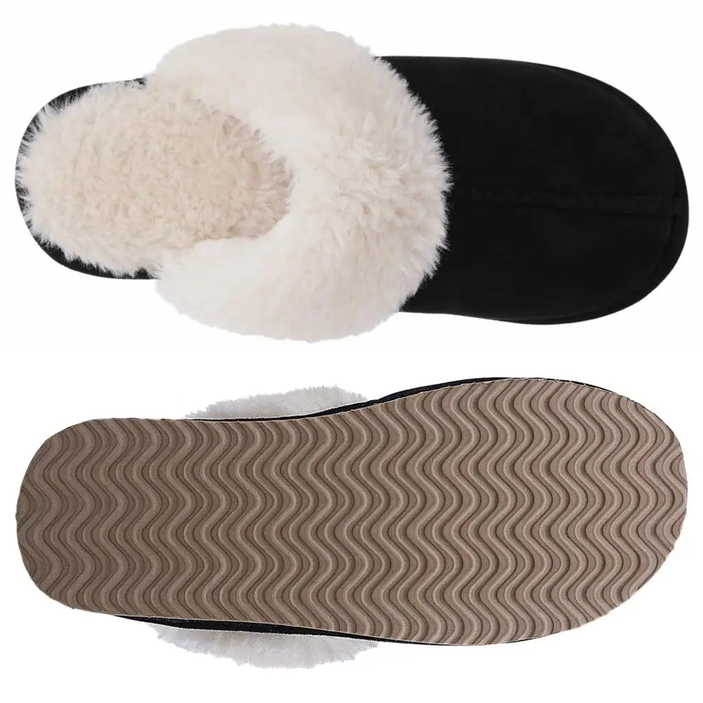 Litfun Fuzzy Platform Slippers For Women Winter Warm House Shoes With Memory Foam Outdoor Anti-Slip Fashion Fur Fluffy Slippers