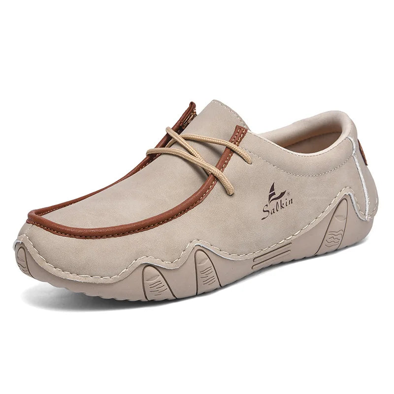 New Autumn Handmade Leather Casual Men Shoes Design Fashion Sneakers Man Loafers Breathable Low Top Flat Shoes Driving