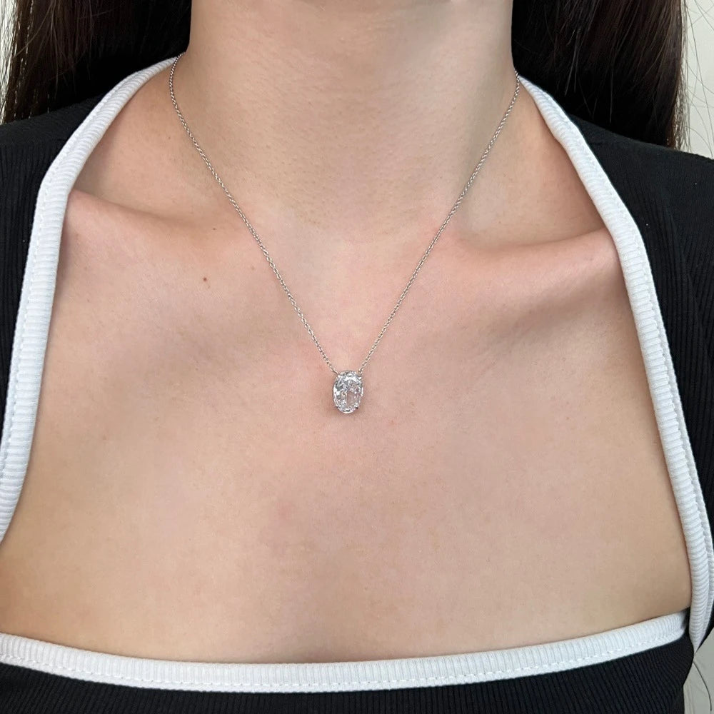 Vinregem Sparkling Crushed Ice Cut Lab Created Sapphire Gems Pendant Necklaces 100% 925 Sterling Silver Fine Jewelry Wholesale