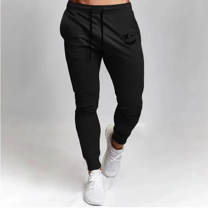 Men's smiling face printed jogging pants training sports pants fitness jogging pants anime sportswear thin and breathable