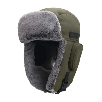 Winter Cozy Plush Ushanka Russian Hat Windproof Cold Proof Full Hood Earflap Hat Velvet Thick Thermal Hat 58-60cm