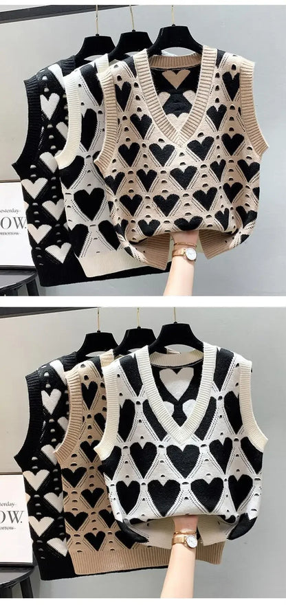 Fashion Women Vest Autumn Outerwear 2024 New Knitted Women's Autumn and Winter Sweater Korean Style V Collar Coat
