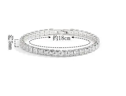 3/4/5MM Moissanite Tennis Bracelet 925 Sterling Silver Plated 18K White Gold Pass Diamond Test with GRA Bracelets for Women Men