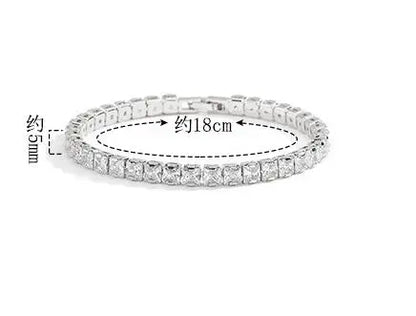 3/4/5MM Moissanite Tennis Bracelet 925 Sterling Silver Plated 18K White Gold Pass Diamond Test with GRA Bracelets for Women Men