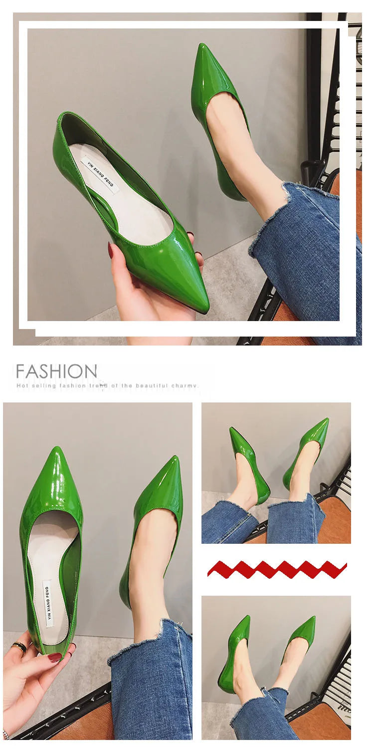 Flats Women's Shoes Yellow Net Brown Sugar Fruit Color Flat Shoes Shallow  Pointed Flat Heels Women's Shoes Large Size 43 44 45