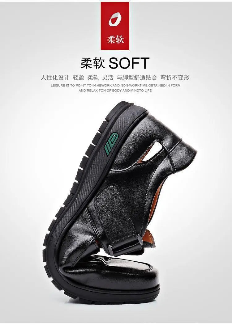 2026 Men Leather Shoes Business Casual Forma Wear High Heels Soft Sole Non-Slip Summer Sandals Black Leather Shoes Luxury Shoes