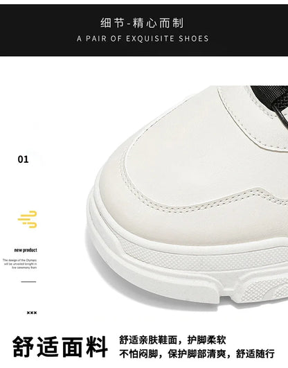 Autumn Men's Sneakers 2026 New Breathable Casual Shoes for Men Buttons Platform Vulcanzed Sneakers Shoes Non-slip Safety Shoes