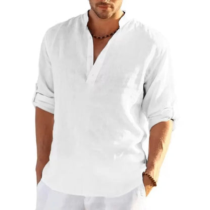 Autumn Men's Long Sleeve Tshirts Solid Color Loose Casual Tops Breathable Lightweight Shirt Men Cotton Mens Designer Streetwear
