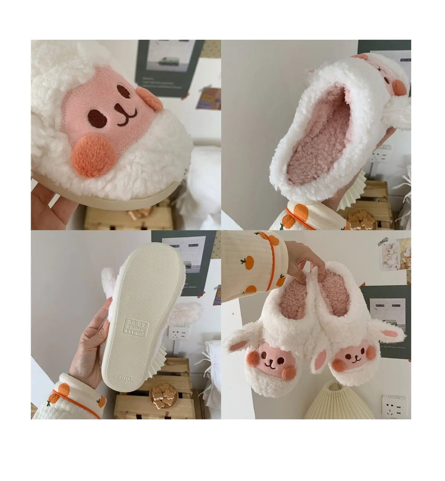 Gacimy Winter Warm Cotton Slippers For Women Comfortable Cute Dog Furry Shoes Couple Indoor Soft Platform Bedroom Plush Slippers