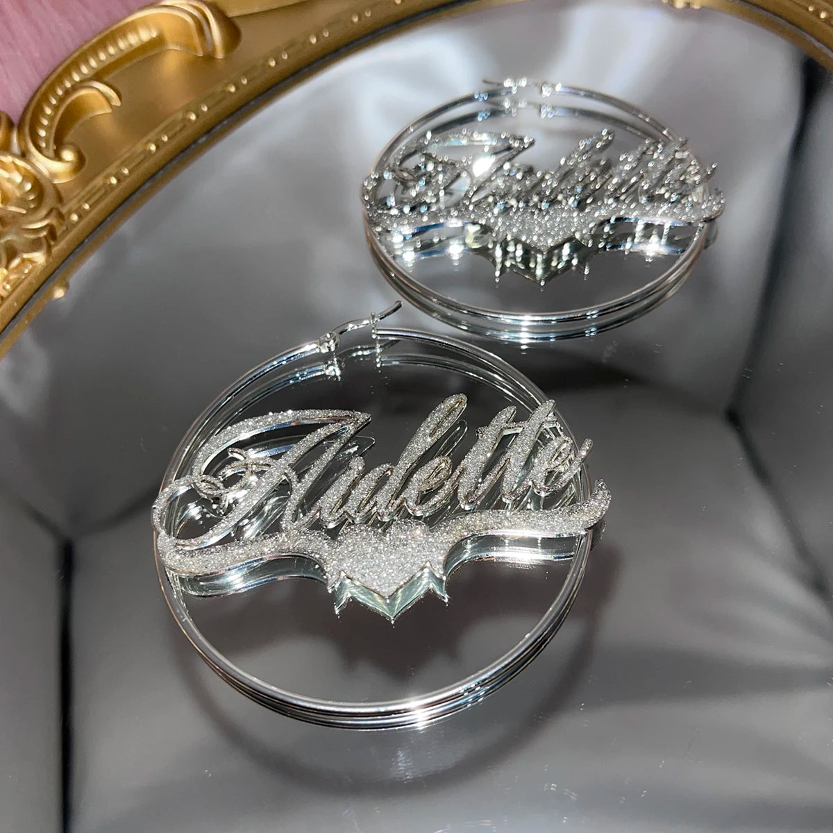 Custom Name Hoop Earrings Personalized Stainless Steel Bling Name Earrings Colorful Big Hoops Earring for Women Jewelry Gift