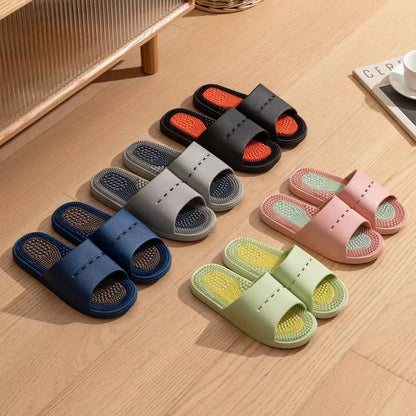 New Slippers for Men Home Use Foot Acupoints for Bathing Anti Slip and Cool Slippers for Men Summer Home Shoes Women Men's Shoes