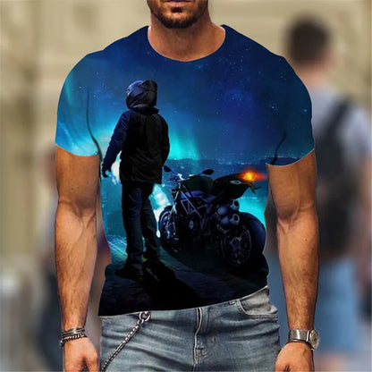 Fashion Street Motorcycle Men T-Shirts Hot Selling Locomotive Pattern 3D Printed Short Sleeve Tees Moto & Biker Hip Hop Man Tops