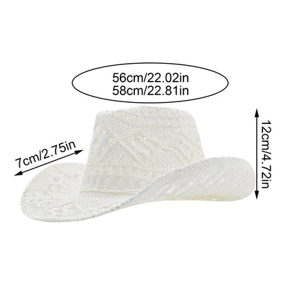 Straw Hat For Women Men Summer Handmade Classic Vintage Hollow Out Western Curled Wide Brim Sun Hat Fishing Hat Climbing Cap ﻿