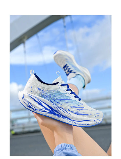 Fluorescence Running Shoes CarbonBoard Marathon Men Sports Breathable Women's Comfortable Athletic Sneakers Soft Wear Resistant