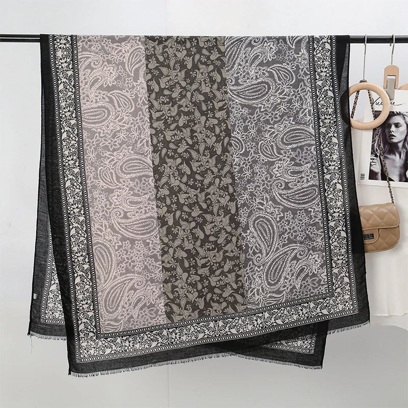 2026 Spring Paisley Pashmina Scarf Shawl Muslim Ramadan Hijabs for Women Autumn Designer Print Female Sunscreen Beach Stoles