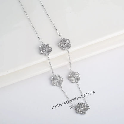 Hot Sale Stainless Steel Laser Five Leaf Flower Petal Adjustable Clover Bracelet Classic for Woman Girl Brand Jewelry Party Gift