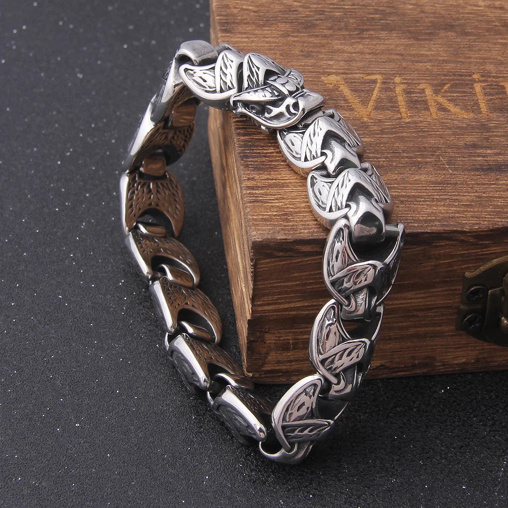 Viking Ouroboros vintage punk bracelet for men stainless steel fashion Jewelry hippop street culture