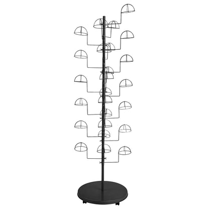 Metal Hat Display Stand Hat Storage Stand Black Freestanding Hat Rack w/25 Hooks