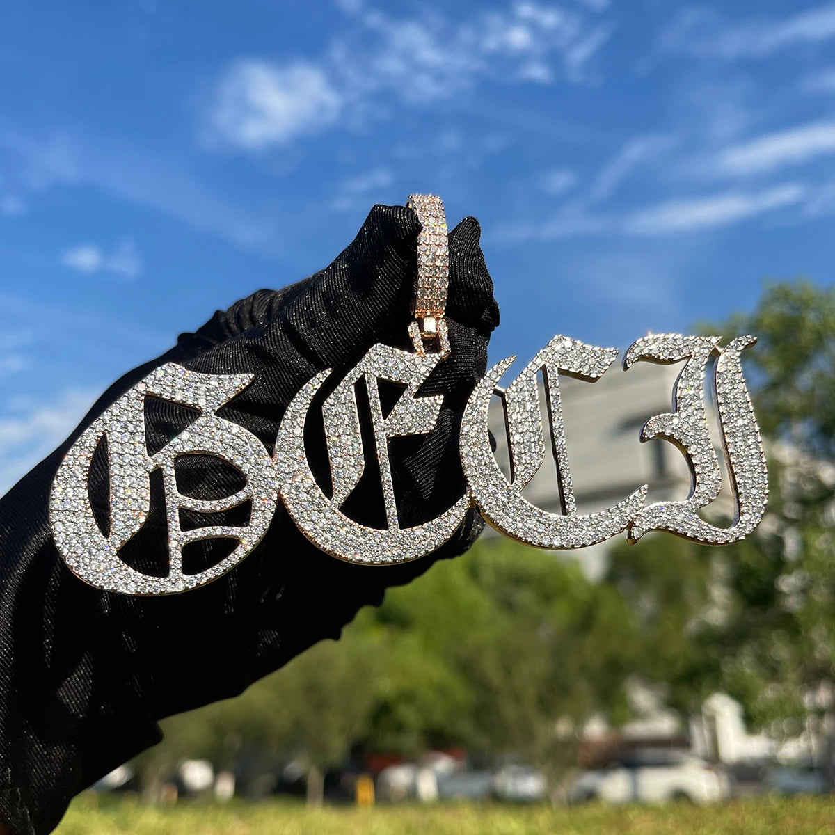 Bubble Letter Old Vintage English Font Customized Name Necklace for Women Personalized Cursive Pendant Hip Hop Jewelry
