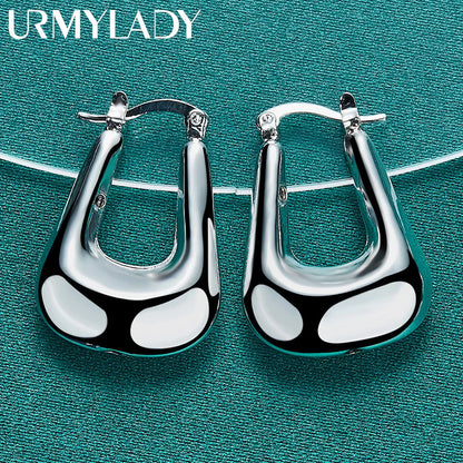 URMYLADY 925 Sterling Silver Battleax Earrings For Women Fashion Wedding Engagement Charm Jewelry