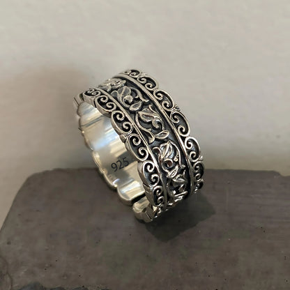 Sam Panda 925 Sterling Silver Rings For Women Men Fine Jewelry Finger Adjustable Open Vintage Chain Ring For Party Birthday Gift