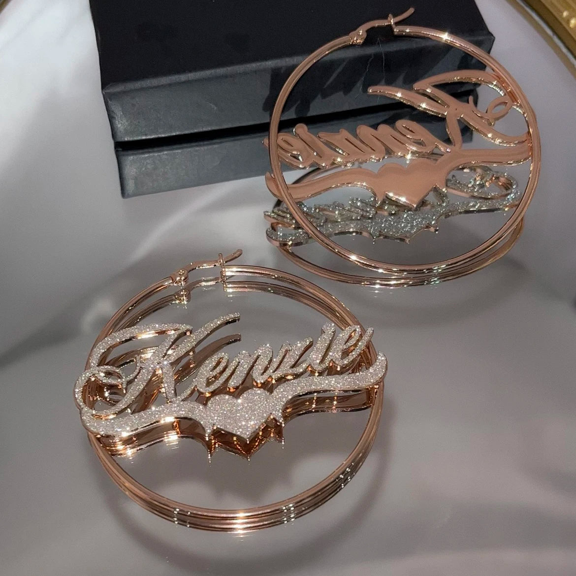 Custom Name Hoop Earrings Personalized Stainless Steel Bling Name Earrings Colorful Big Hoops Earring for Women Jewelry Gift