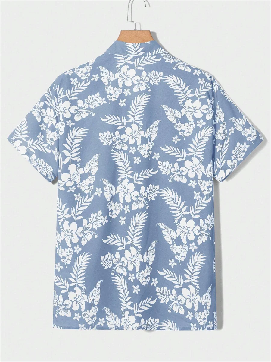 Summer men's new tropical 3D printing lapel short-sleeved shirt Hawaiian casual daily wearing large size XS-5XL