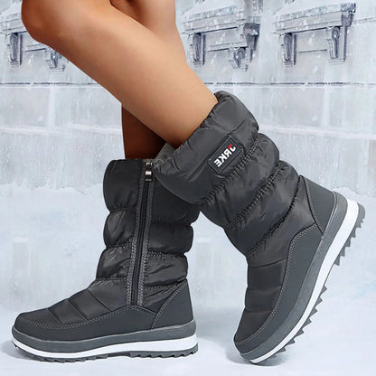 Women'S Fashion Platform Snow Boots Plus High-Top Snow Boots Thickened Plush Warm Simple And Versatile Comfortable Cotton Shoes