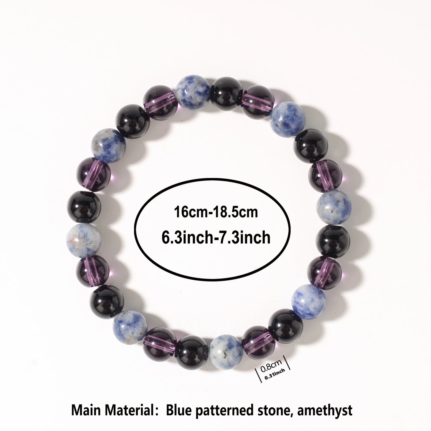 Gorgeous Winter Accessories Black Purple Blue Patterned Stone Amethyst Bracelets for Girlfriend Travel Bracelet Beads