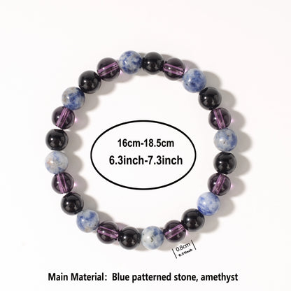 Gorgeous Winter Accessories Black Purple Blue Patterned Stone Amethyst Bracelets for Girlfriend Travel Bracelet Beads