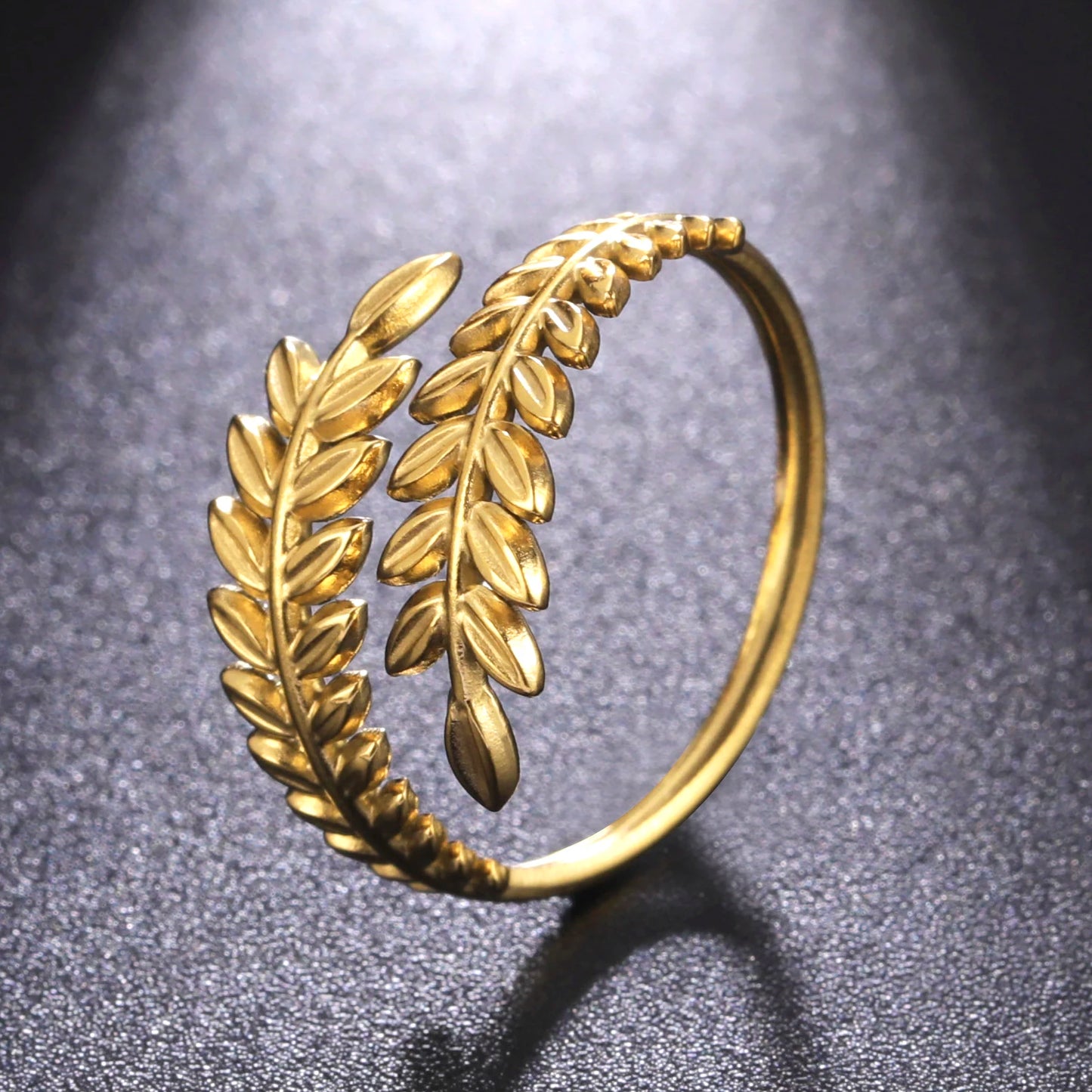 Skyrim Stainless Steel Greek Roman Laurel Leaf Bracelet for Women Gold Color Wheat Ears Boho Bangle Jewelry Valentine's Day Gift