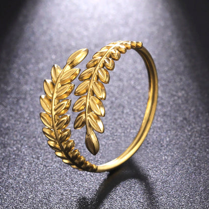 Skyrim Stainless Steel Greek Roman Laurel Leaf Bracelet for Women Gold Color Wheat Ears Boho Bangle Jewelry Valentine's Day Gift