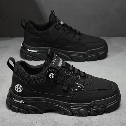 Autumn Men's Sneakers 2026 New Breathable Casual Shoes for Men Buttons Platform Vulcanzed Sneakers Shoes Non-slip Safety Shoes