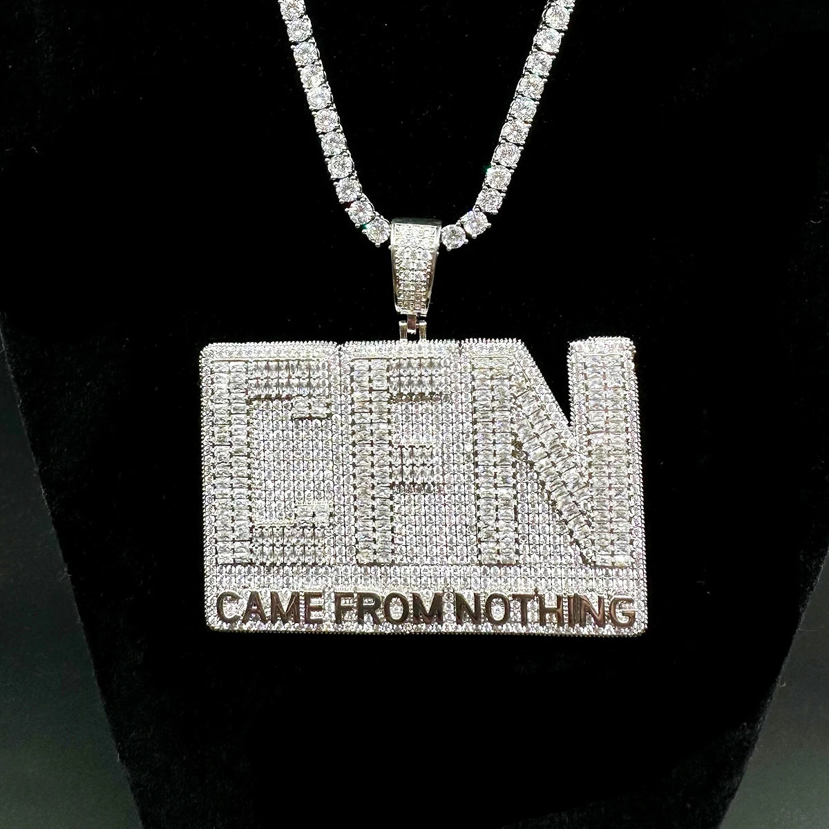 Aokaishen Pendant Iced Out Necklace for Men Came From Nothing Charms Bling Hip Hop Jewelry 2023 Trending