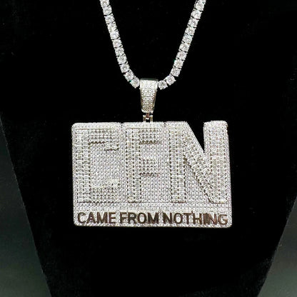 Aokaishen Pendant Iced Out Necklace for Men Came From Nothing Charms Bling Hip Hop Jewelry 2023 Trending