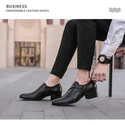 Leather Men Dress Shoes High Heel British Mens Elevator Business Shoes Wedding Party Male Oxford Footwear Increasing 6/8cm