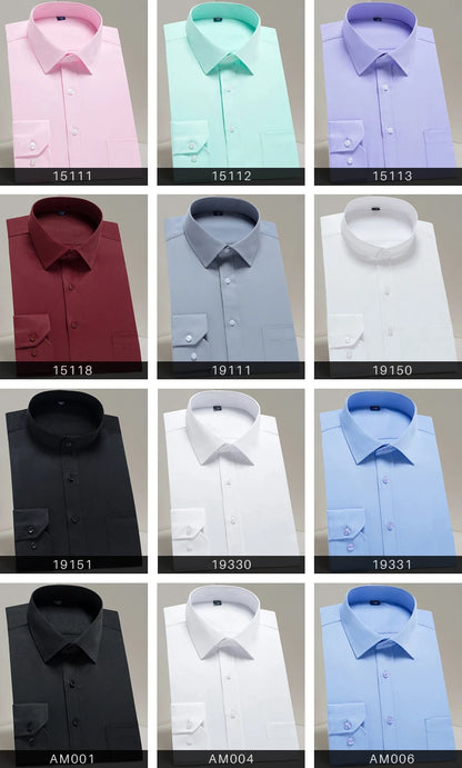 Men's Classic Long Sleeve Standard-fit Dress Shirts Formal Business Social Simple Basic Design White Work Office Casual Shirt
