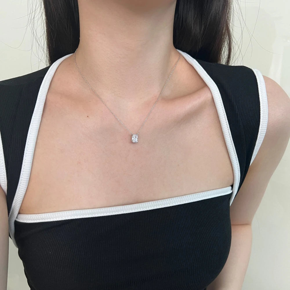 Vinregem Sparkling Crushed Ice Cut Lab Created Sapphire Gems Pendant Necklaces 100% 925 Sterling Silver Fine Jewelry Wholesale