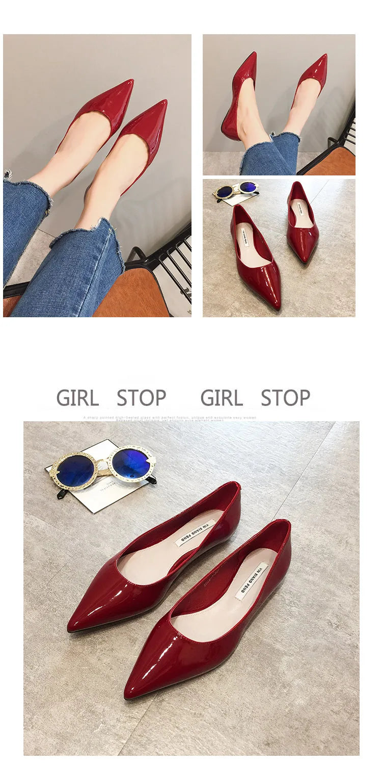 Flats Women's Shoes Yellow Net Brown Sugar Fruit Color Flat Shoes Shallow  Pointed Flat Heels Women's Shoes Large Size 43 44 45