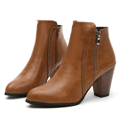 Ankle Boots Women's Fashion Coarse Heel Short Boots 43 Large Women's Shoe Size Side Zipper High Heel Boots Women Platform Boots