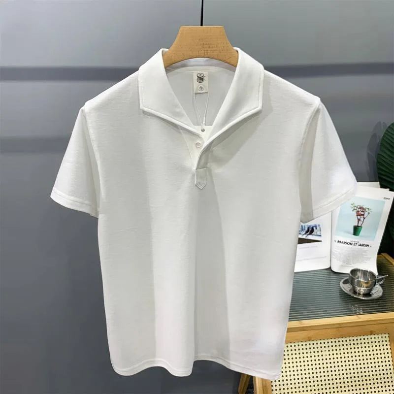 Men's Clothing Comfortable Casual Solid Color Orange Polo Shirt Short Sleeve T-Shirt Summer Loose Fit Collared Trendy Everyday