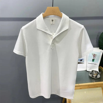 Men's Clothing Comfortable Casual Solid Color Orange Polo Shirt Short Sleeve T-Shirt Summer Loose Fit Collared Trendy Everyday