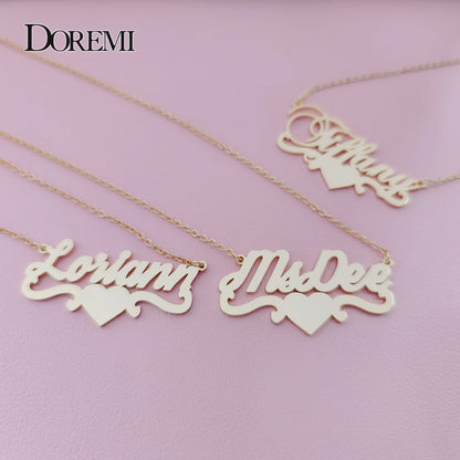 DOREMI  Stainless Steel Custom Name Personalized Butterfly Name Necklaces for Women Jewelry Gold Filled Heart Statement Choker