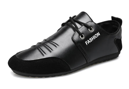 Flat Men Shoes Leisure Leather Shoes for Men White Footwear 2025 Summer Trend Breathable Soft Casual Sneakers British Peas Shoes