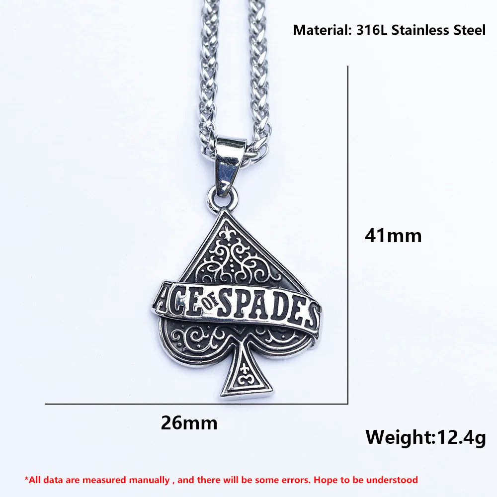 2022 NEW Men's 316L stainless-steel Poker A letter Pendant Necklace fashion punk Jewelry Gift free shipping