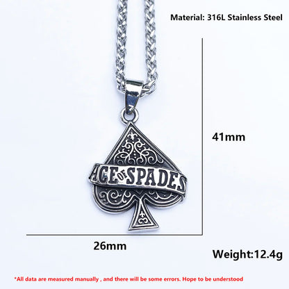 2022 NEW Men's 316L stainless-steel Poker A letter Pendant Necklace fashion punk Jewelry Gift free shipping